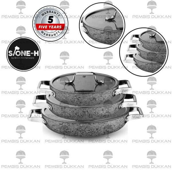 BRİONİ STONE-H 3LÜ KAPAKLI SAHAN SET