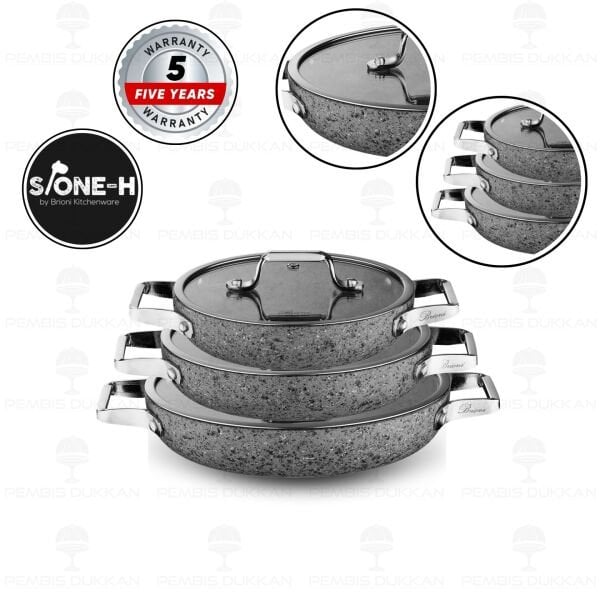 BRİONİ STONE-H 3LÜ KAPAKLI SAHAN SET