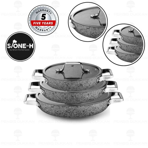 BRİONİ STONE-H 3LÜ KAPAKLI SAHAN SET