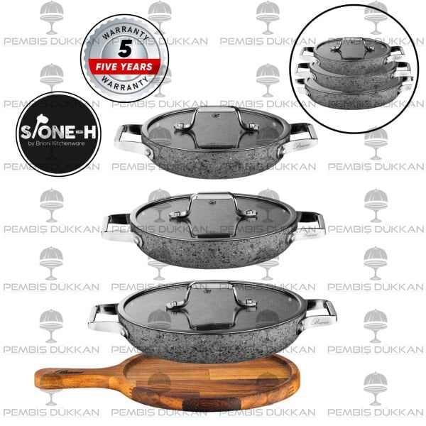 BRİONİ STONE-H 3LÜ KAPAKLI SAHAN SET