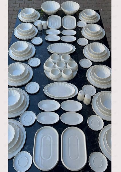 12 KİŞİLİK İSTİRİDYE YEMEK TAKIMI VE KAHVALTI KOMBİN SET NO 4