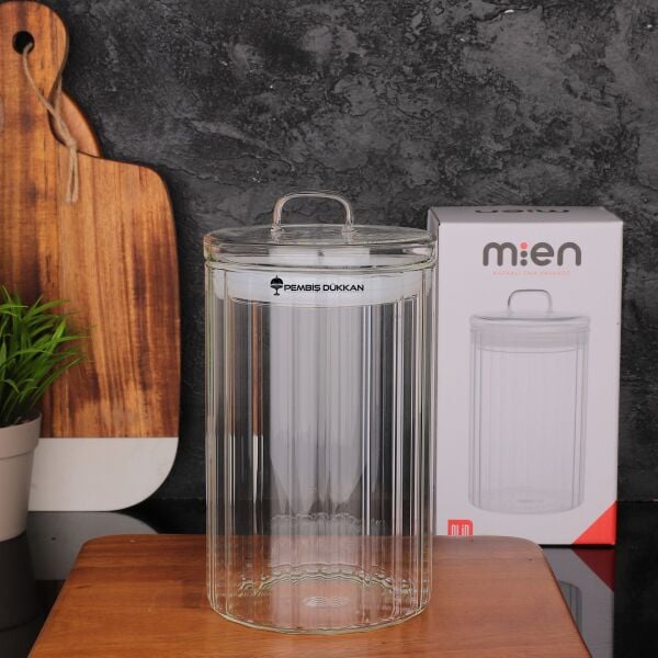 Olid 1400ml Cam Kapaklı, Çizgili Kavanoz (Hj171)