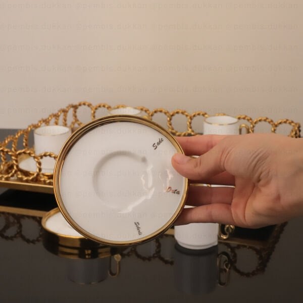 6 KİŞİLİK SADE ORTA ŞEKERLİ KAHVE FİNCAN TAKIMI GOLD