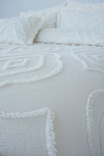 ESEDRA ÇİFT KİŞİLİK YATAK ÖRTÜSÜ - EKRU