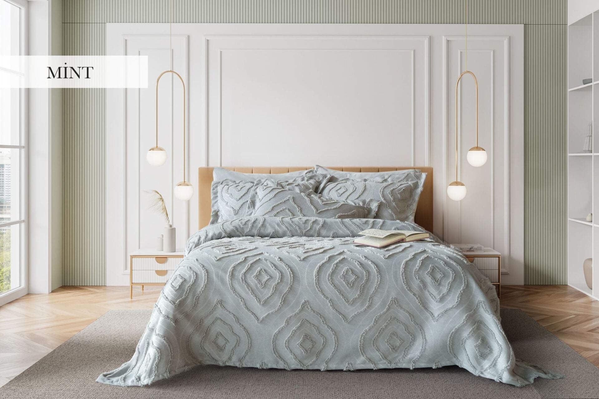 ESEDRA ÇİFT KİŞİLİK YATAK ÖRTÜSÜ - MİNT