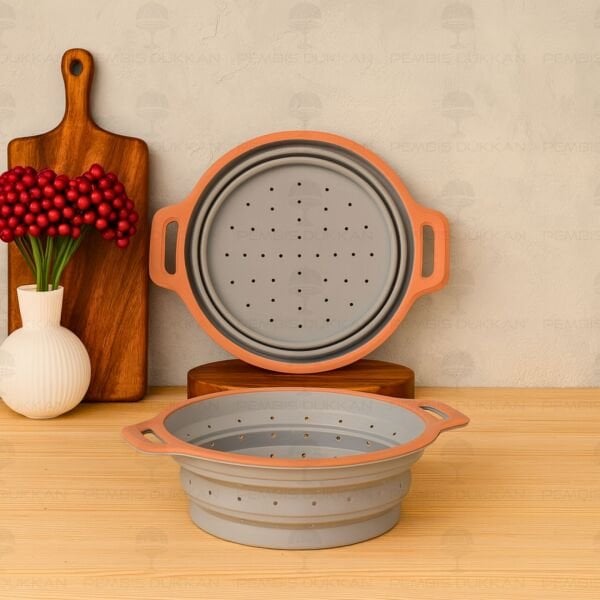 1 ADET FOLİAGE YUVARLAK KATLANABİLİR SİLİKON SÜZGEÇ (6099)