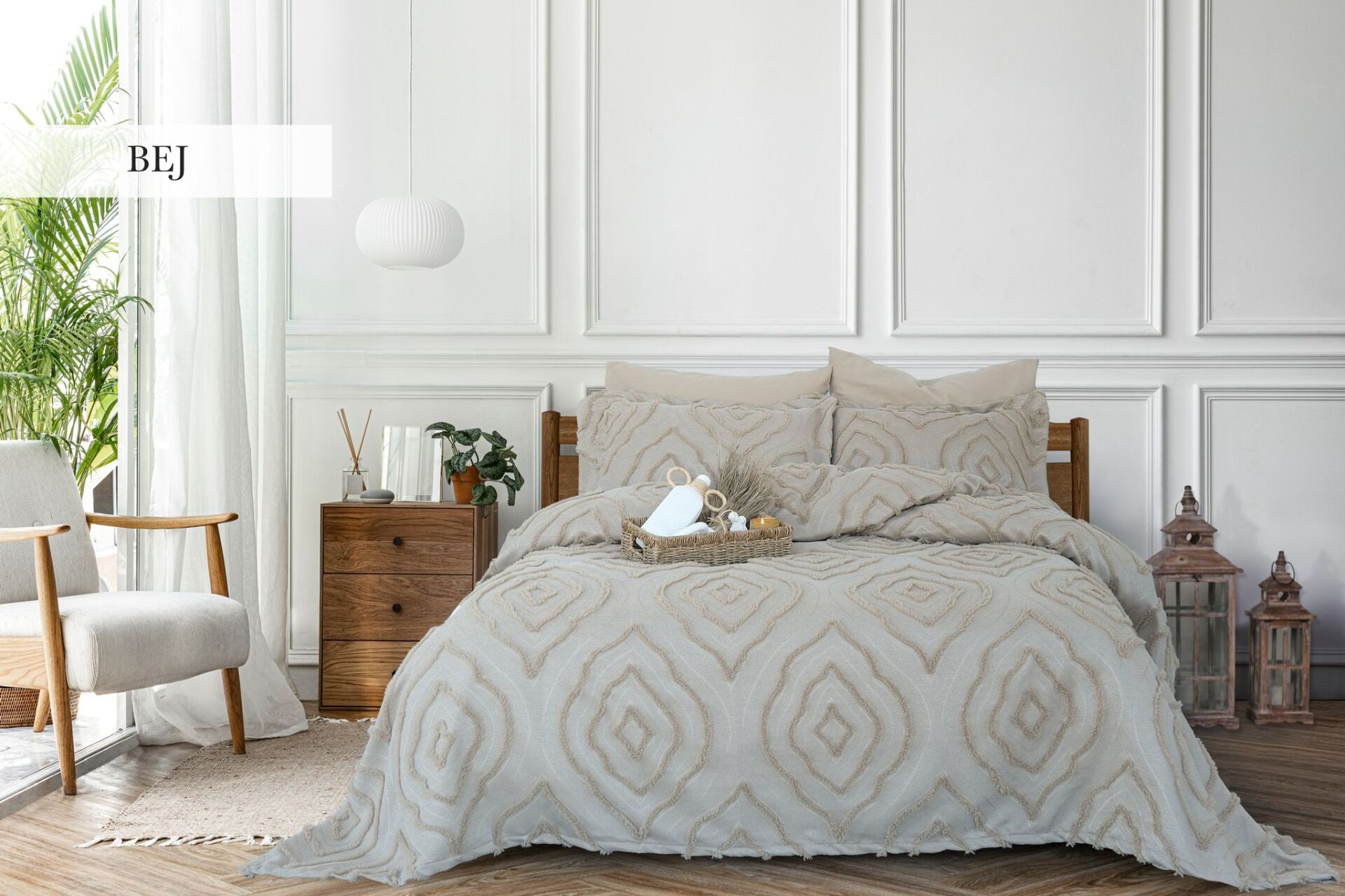 ESEDRA TEK KİŞİLİK YATAK ÖRTÜSÜ -BEJ