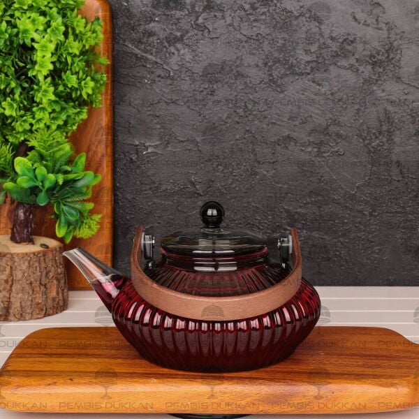 850ML AKASYA KULPLU FÜME BOROSİLİKAT CAM, SÜZGEÇLİ DEMLİK (6673)