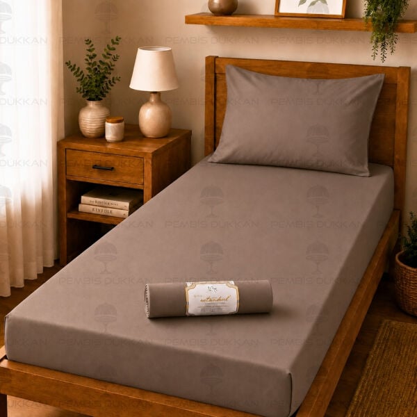Ranforce Fitted Lastikli Çarşaf Set 100x200 Cm Açık Kahve