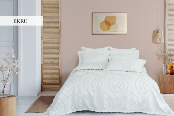 ESEDRA TEK KİŞİLİK YATAK ÖRTÜSÜ - EKRU