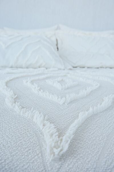 ESEDRA TEK KİŞİLİK YATAK ÖRTÜSÜ - EKRU