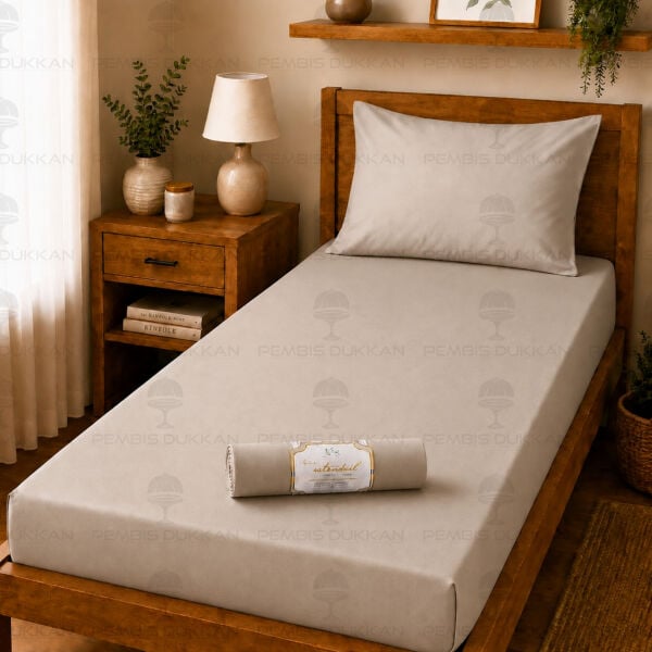 Ranforce Fitted Lastikli Çarşaf Set 120x200 cm - Açık Bej