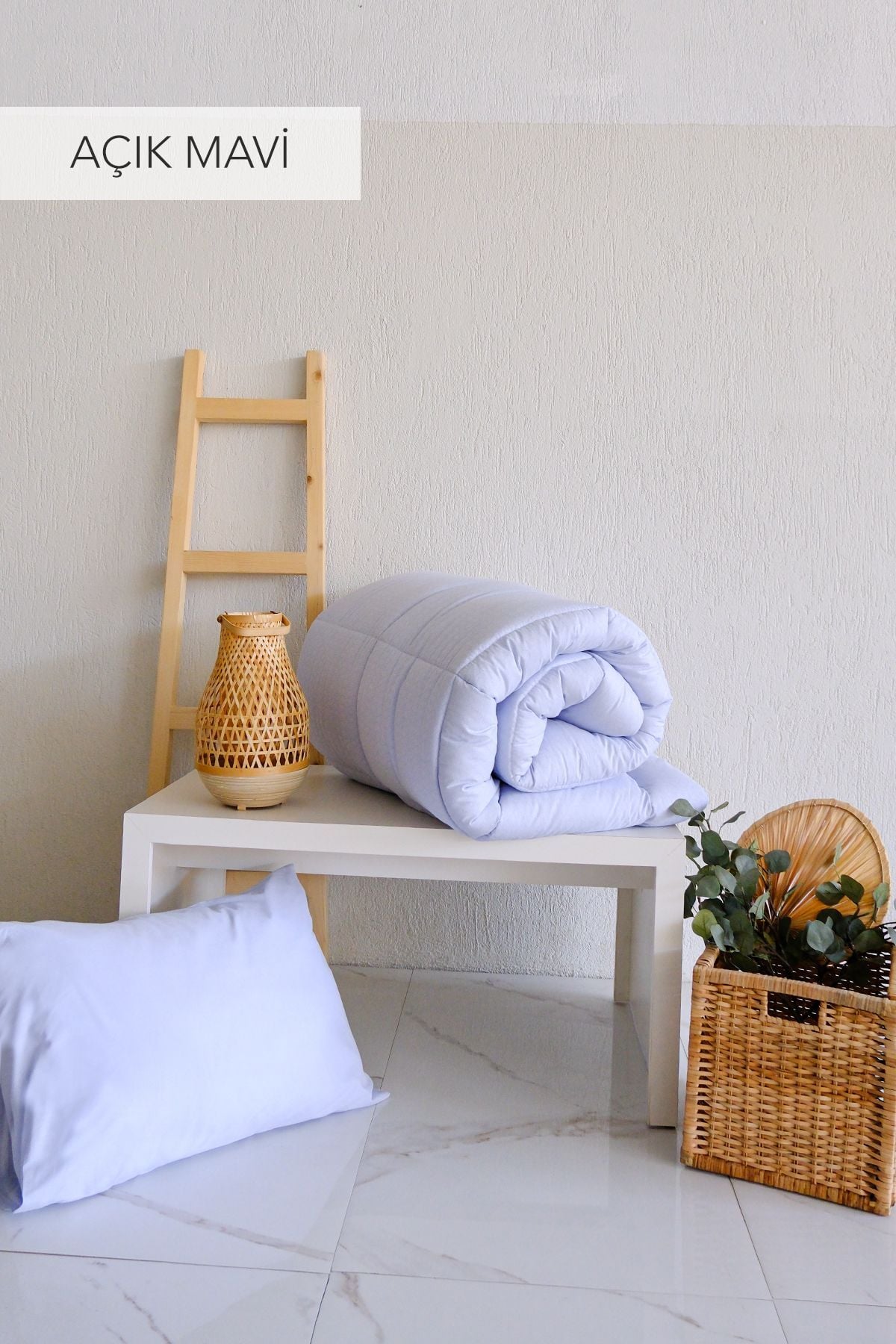 SOLİT ÇİFT KİŞİLİK YORGAN 195X215CM - AÇIK MAVİ