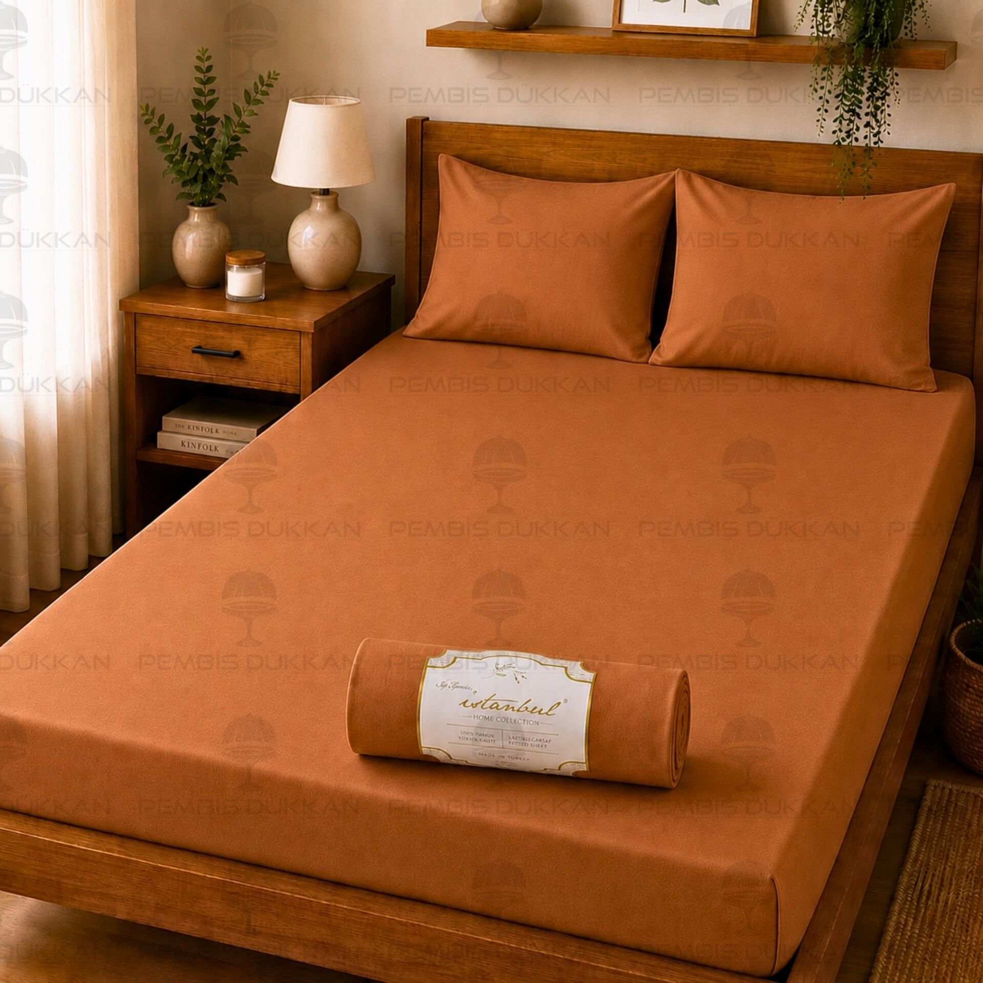 Ranforce Fitted Lastikli Çarşaf Seti 160x200 Cm - Tarçın