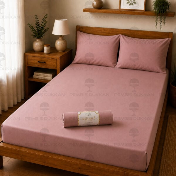 Ranforce Fitted Lastikli Çarşaf Set 180x200 cm - Gül Kurusu