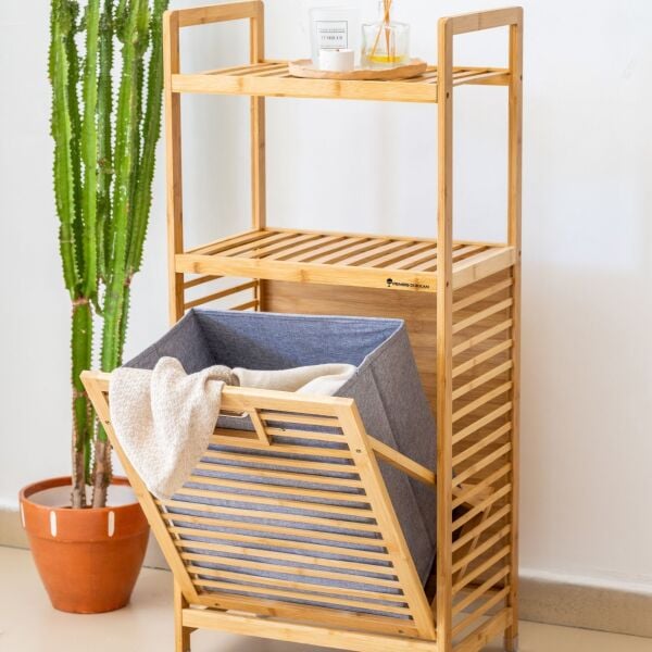 BAMBU ÜSTÜ RAFLI, BOHEM ÇAMAŞIR & OYUNCAK SEPETİ (22190)