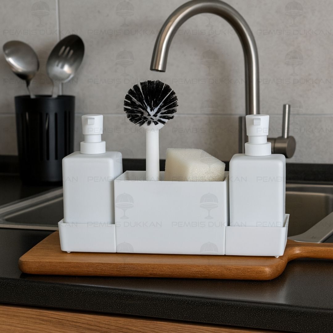 BEYAZ WANG AKRİLİK SABUNLUK SETİ (6169)