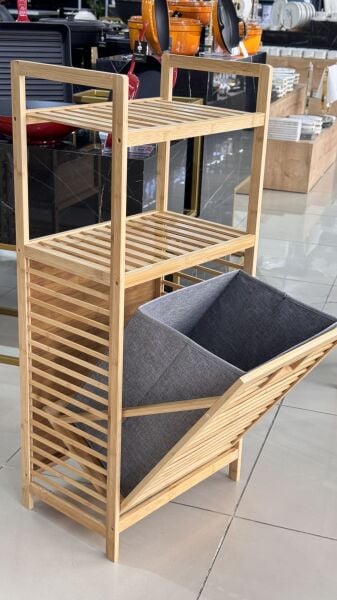 BAMBU ÜSTÜ RAFLI, BOHEM ÇAMAŞIR & OYUNCAK SEPETİ (22190)