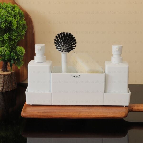 BEYAZ WANG AKRİLİK SABUNLUK SETİ (6169)