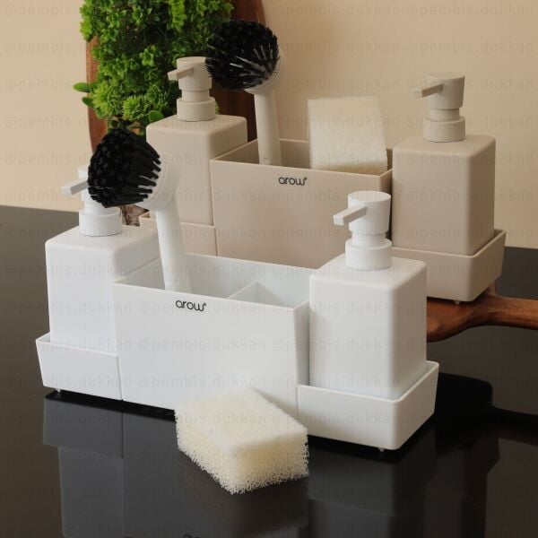 BEYAZ WANG AKRİLİK SABUNLUK SETİ (6169)