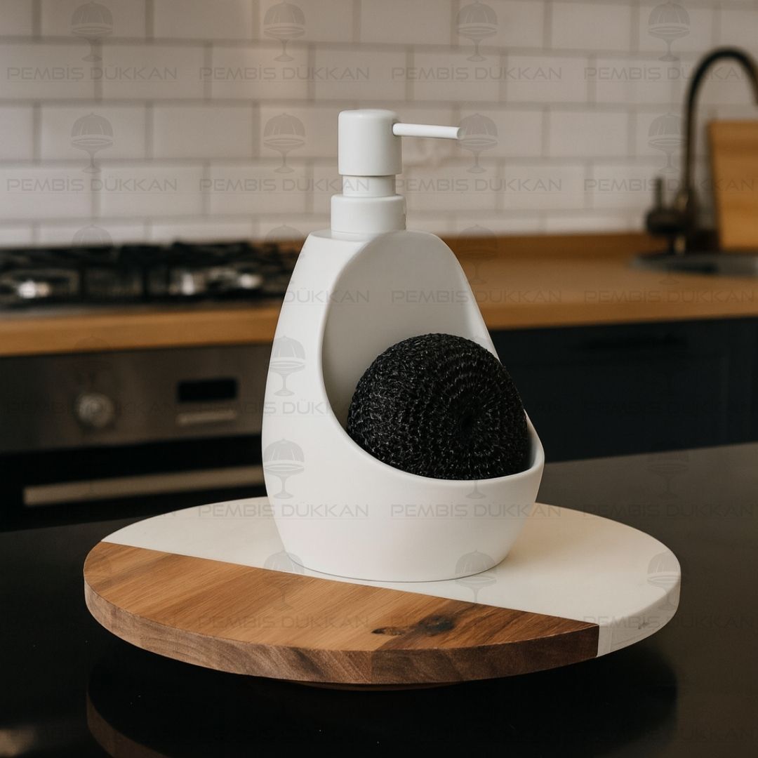 BEYAZ CONNOR SÜNGERLİK HAZNELİ, AKRİLİK SIVI SABUNLUK (6185)