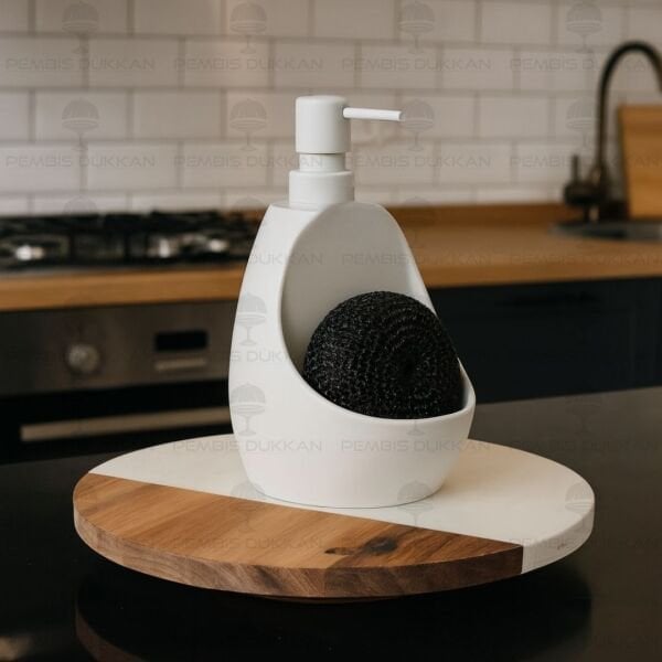 BEYAZ CONNOR SÜNGERLİK HAZNELİ AKRİLİK SIVI SABUNLUK 6185