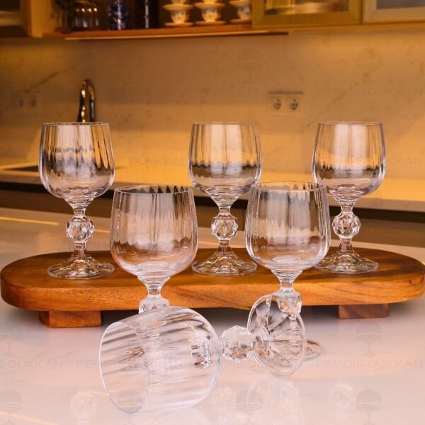 STERNA ÇİZGİLİ SADE 6LI KAHVE YANI KADEH