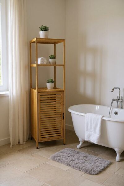 Bambu Üstü 2 Raflı, Çok Amaçlı Bohem Dolap (5049)