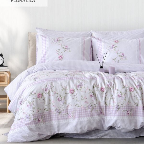 Flora Tek Kişilik Nevresim Takımı Lila