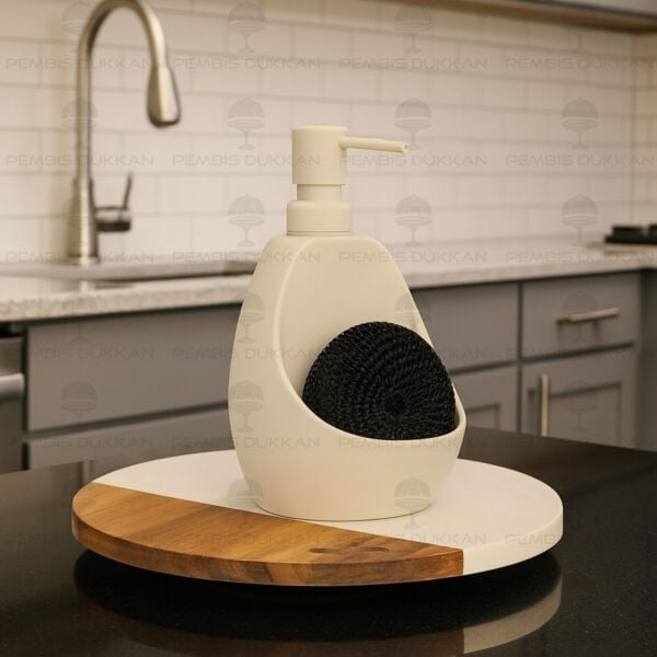 KREM CONNOR SÜNGERLİK HAZNELİ AKRİLİK SIVI SABUNLUK 6185