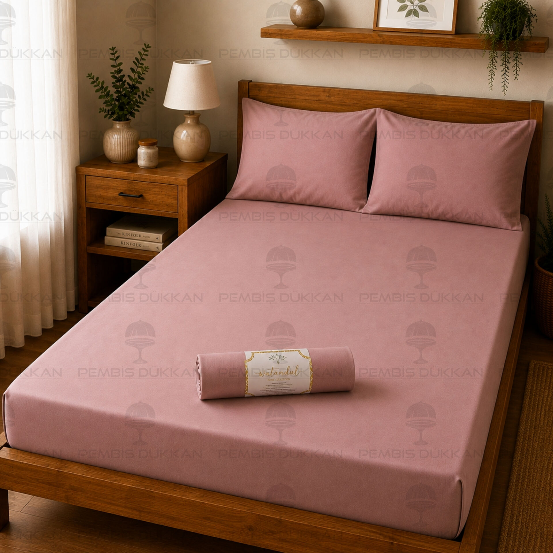 Ranforce Fitted Lastikli Çarşaf Set 160x200 Cm - Gül Kurusu