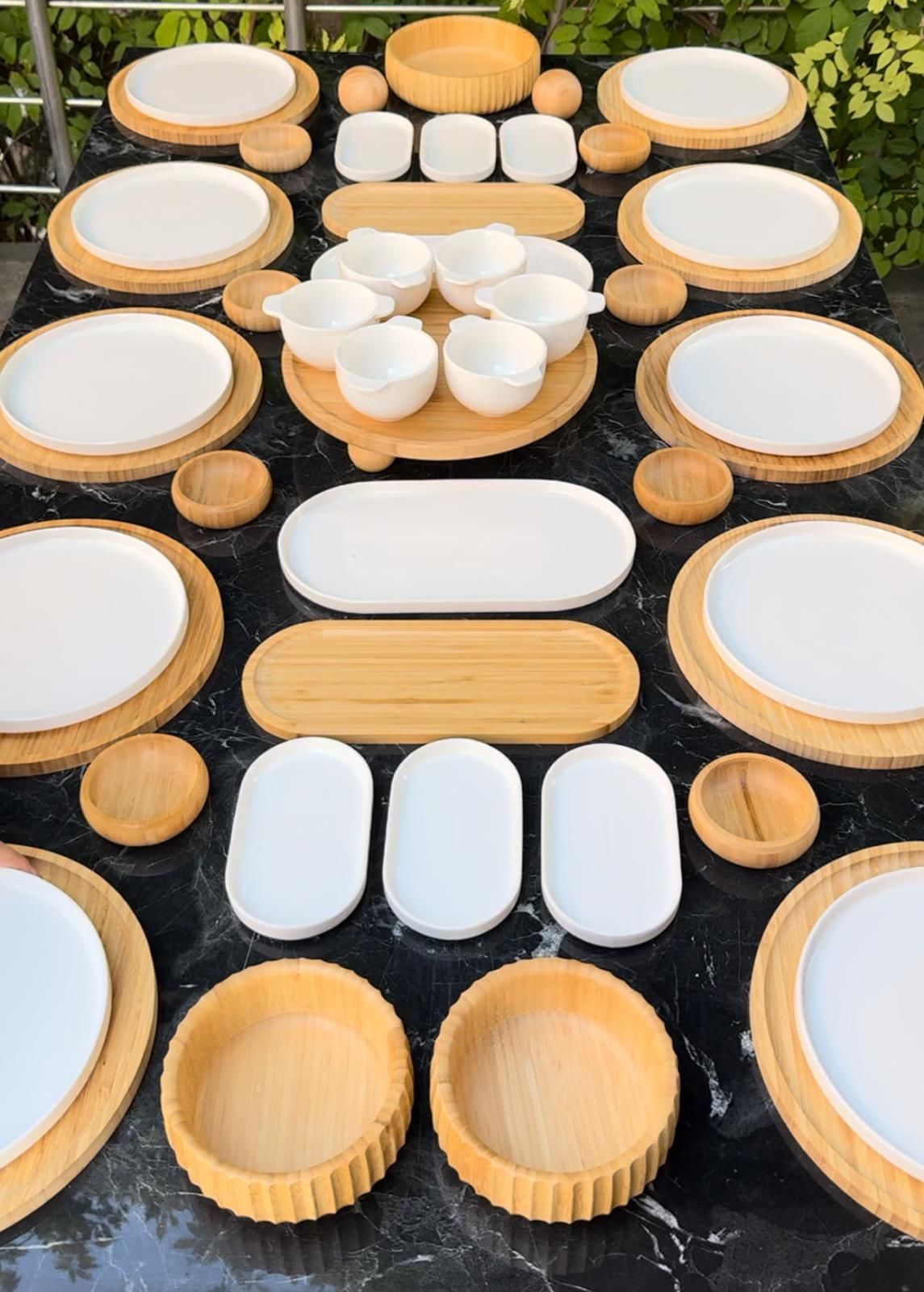 BAMBU & PORSELEN KAHVALTI SET NO 62 (KİŞİ ADEDİ SEÇİNİZ)