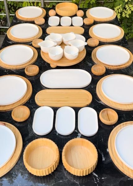 BAMBU & PORSELEN KAHVALTI SET NO 62 (KİŞİ ADEDİ SEÇİNİZ)