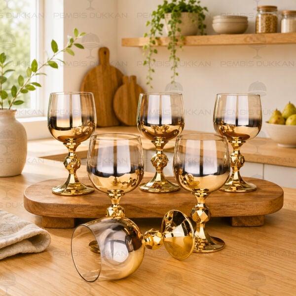Sterna Titanyum Gold 6'lı Kahve Yanı Kadeh