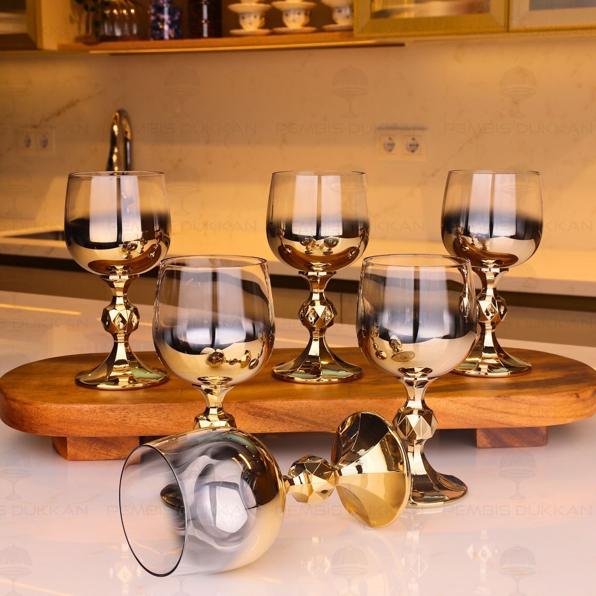 STERNA TİTANYUM GOLD 6LI KAHVE YANI KADEH