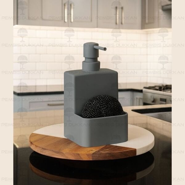 SİYAH MARGARET SÜNGERLİK HAZNELİ AKRİLİK SIVI SABUNLUK 6192