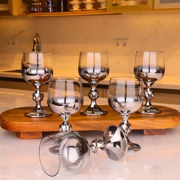 STERNA TİTANYUM GÜMÜŞ 6LI KAHVE YANI KADEH