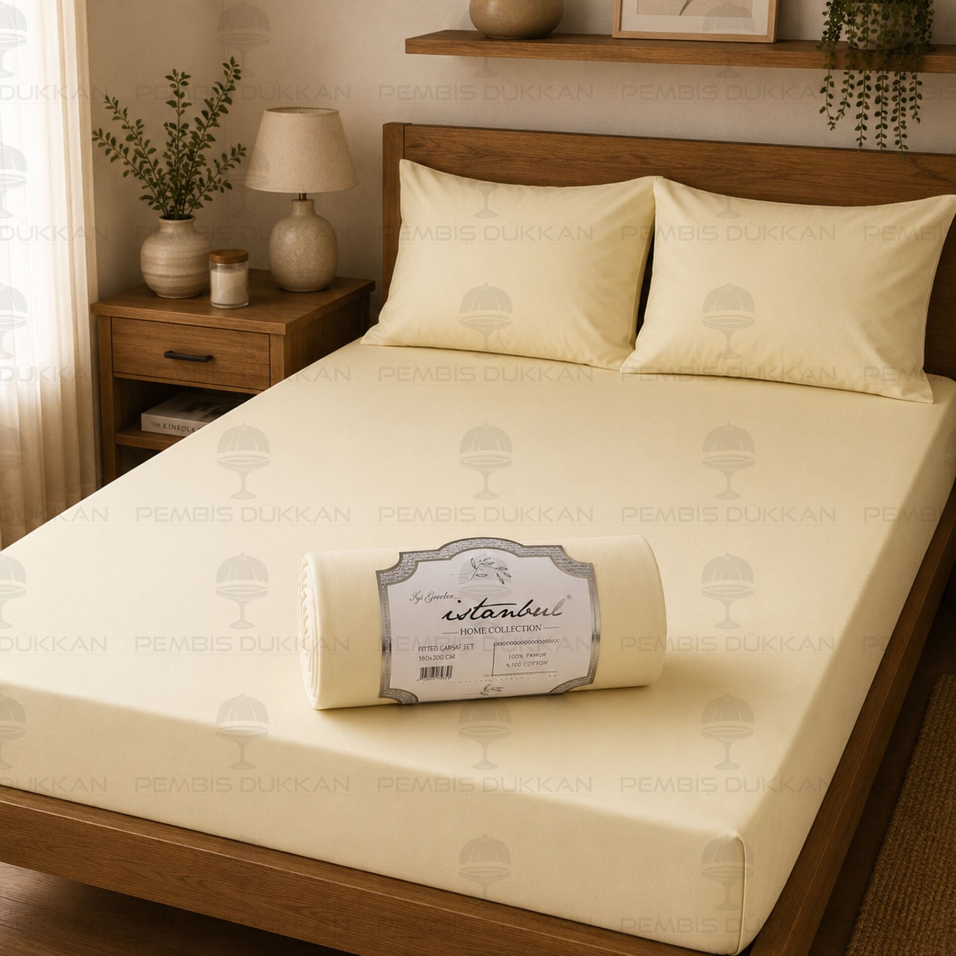 Ranforce 160x200 cm Sarı Fitted Lastikli Çarşaf Seti