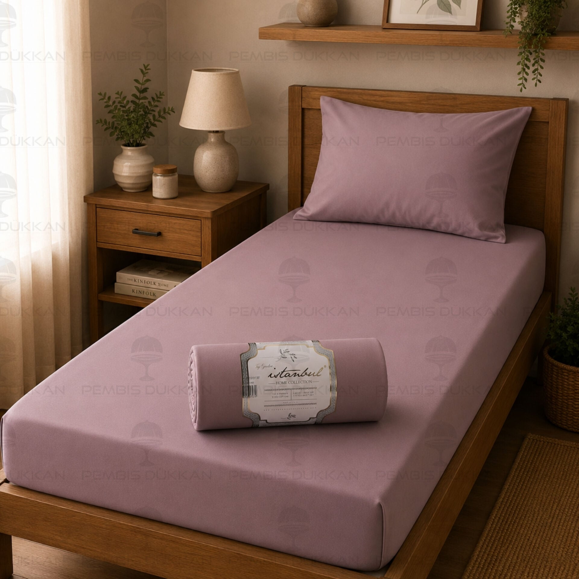 Ranforce 100x200 Cm Gül Kurusu Fitted Lastikli Çarşaf Seti