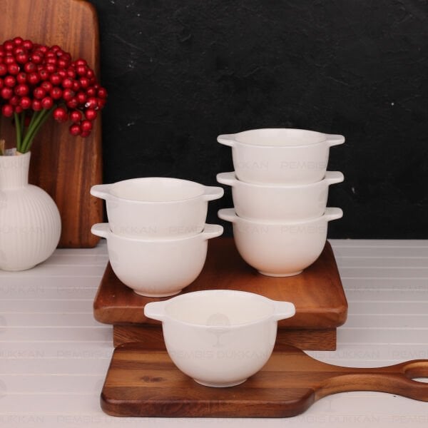 6 ADET LOTUS KULPLU PORSELEN KAHVALTILIK & ÇEREZ KASE (23-095-5)