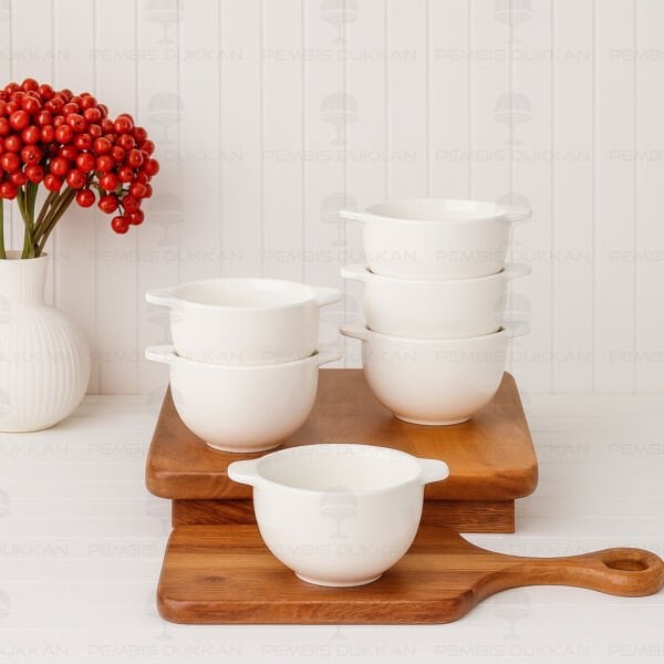 6 ADET LOTUS KULPLU PORSELEN KAHVALTILIK & ÇEREZ KASE (23-095-5)