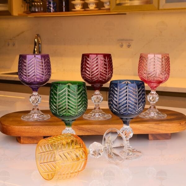 STERNA BAŞAK RENKLİ KESME 6LI KAHVE YANI KADEH