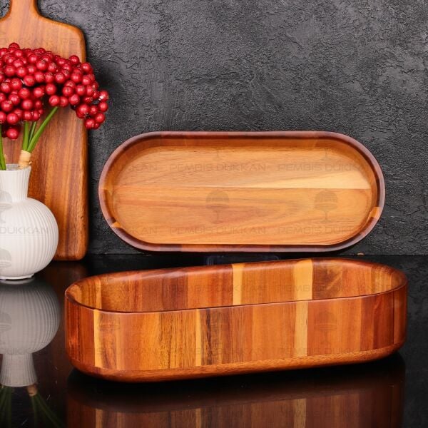 AKASYA OVAL DERİN DUBBLE SALATA - MEZE SERVİS & MEYVELİK KAYIK (7B125)