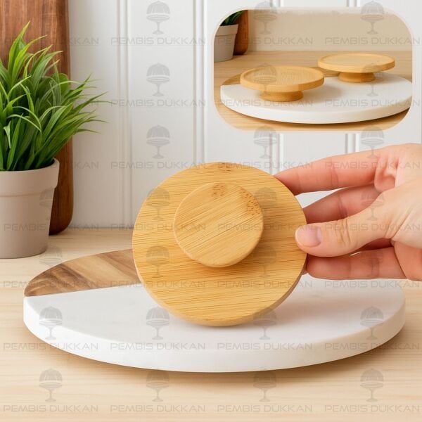 1 ADET BAMBU YUVARLAK MİNİ AYAKLI LOKUMLUK (1446)