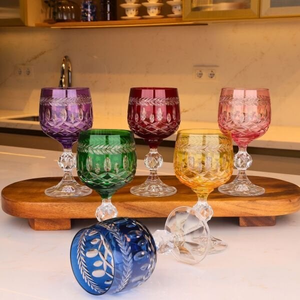 STERNA LORA RENKLİ KESME 6LI KAHVE YANI KADEH