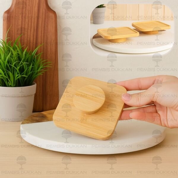 1 ADET BAMBU KARE MİNİ AYAKLI LOKUMLUK (1447)