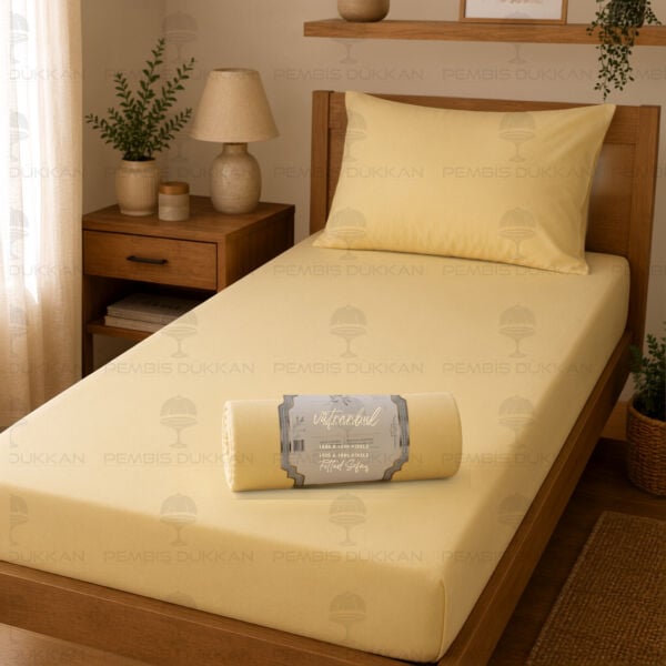 Ranforce 100x200 Cm Sarı Fitted Lastikli Çarşaf Seti
