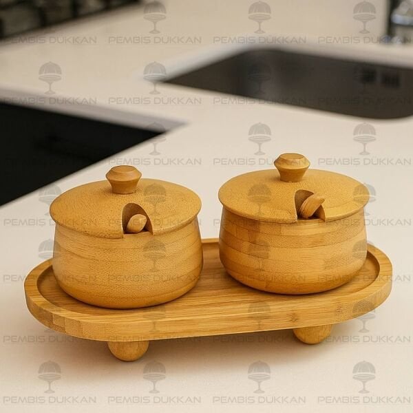 2Lİ BAMBU MELİA BAHARATLIK & REÇELLİK SET (7B184-1094)