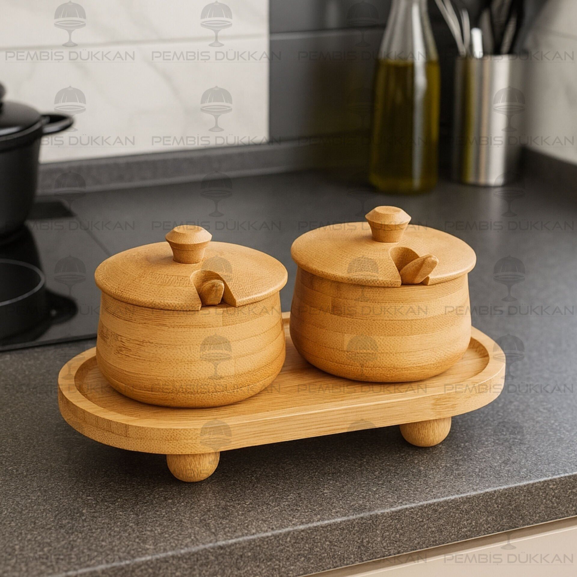 2Lİ BAMBU MELİA BAHARATLIK & REÇELLİK SET (7B184-1094)