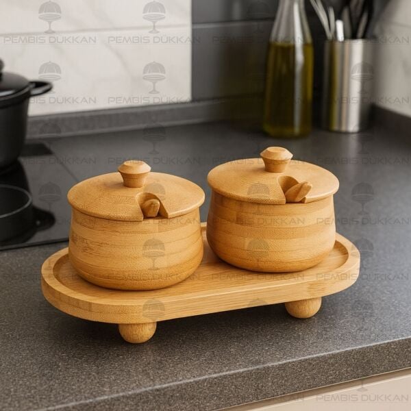 2Lİ BAMBU MELİA BAHARATLIK & REÇELLİK SET (7B184-1094)